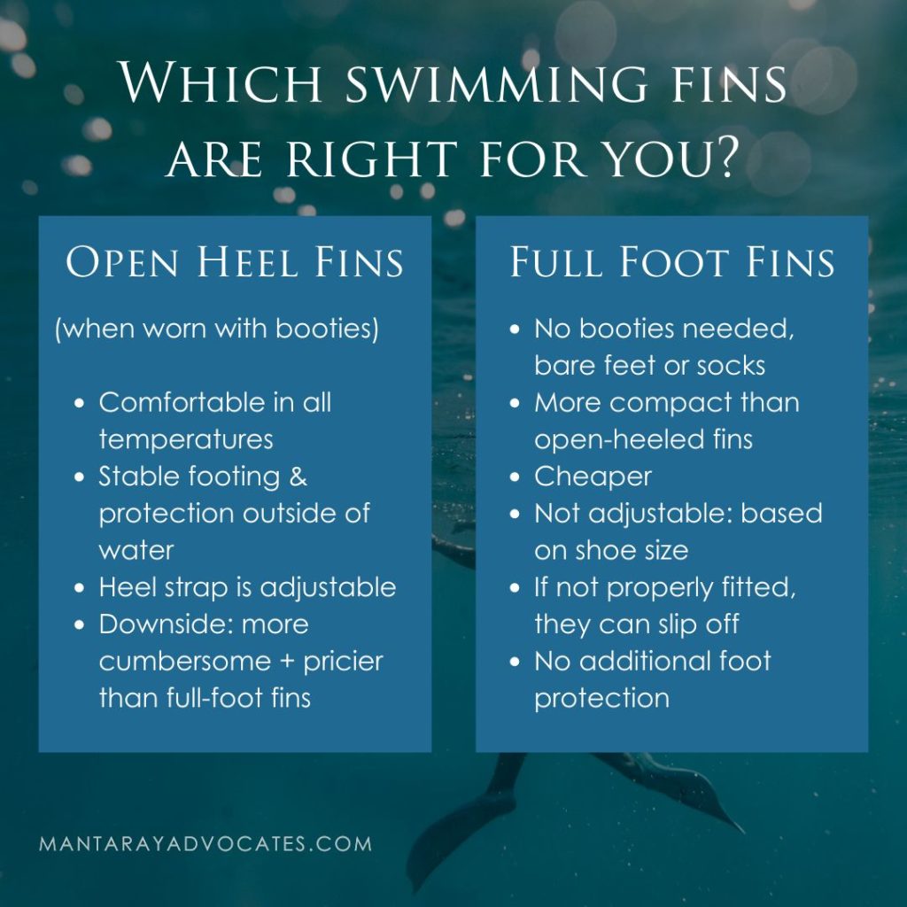 Which swimming fins are right for you? comparison graphic (full copy to be found under the image!)