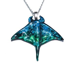 Handmade Manta Ray Glass Blown Pendant Necklace