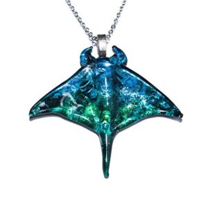 Handmade Manta Ray Glass Blown Pendant Necklace
