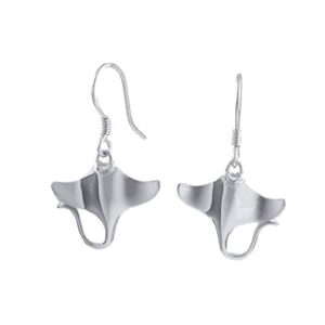 Sterling Silver Hawaiian Manta Ray Dangle Earrings, A4116 Hawaii Treasures Jewelry