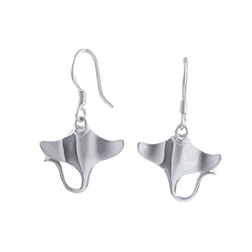Sterling Silver Hawaiian Manta Ray Dangle Earrings, A4116 Hawaii Treasures Jewelry