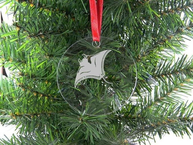 Manta Ray Clear Acrylic Christmas Ornament